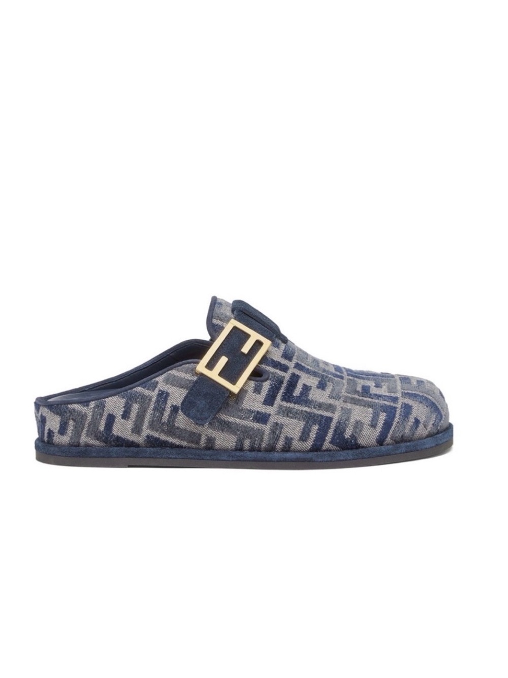 NWT FENDI Women Feel FF Denim Mules - Size 37